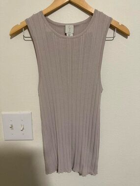 Joie Ribbed Sleeveless Tank Top in Taupe Gray